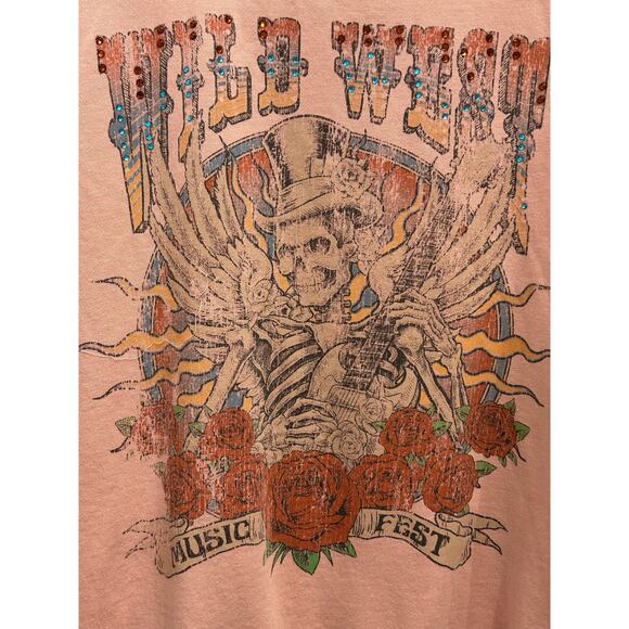 Goodie Two Sleeves Wild West Music Fest Sweatshirt Skeleton Graphic Y2K - Picture 3 of 3